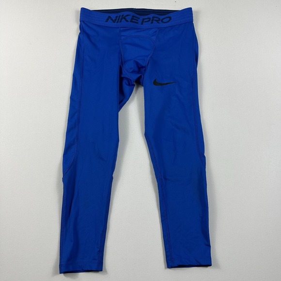 Nike‎ Pro 3/4 Compression Tights Men's Medium Blue Active Training Gym BV5643 - Picture 1 of 7